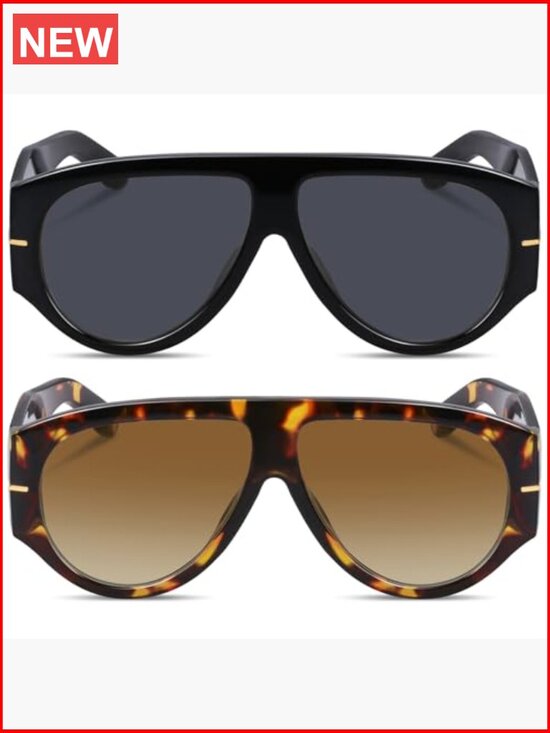 Oversized Retro Aviator Sunglasses Thick Frame UV400 Driving Shades main image 5